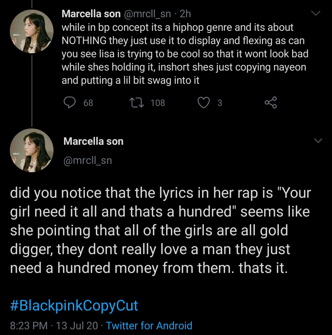 lastly, i thank dear marcella for triggering me to look deeper into lisa's scene in  #hylt   which i wasn't able to do in my previous analysis.i hope all girls and women forgive you for impliedly accusing them of being gold diggers for choosing to be in a relationship with a man