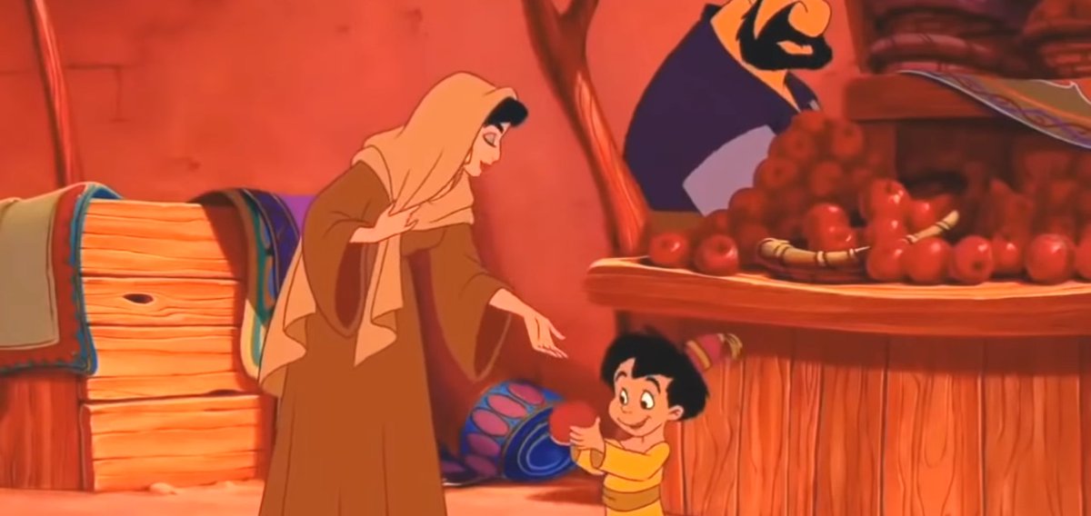 the market played a significant part in the fairy tale. it's where the story basically started when jasmine snuck out of the palace & "stole" bread from a vendor to give to hungry kids. in the animated version tho, what she originally gave to the kid was an apple @blackpink