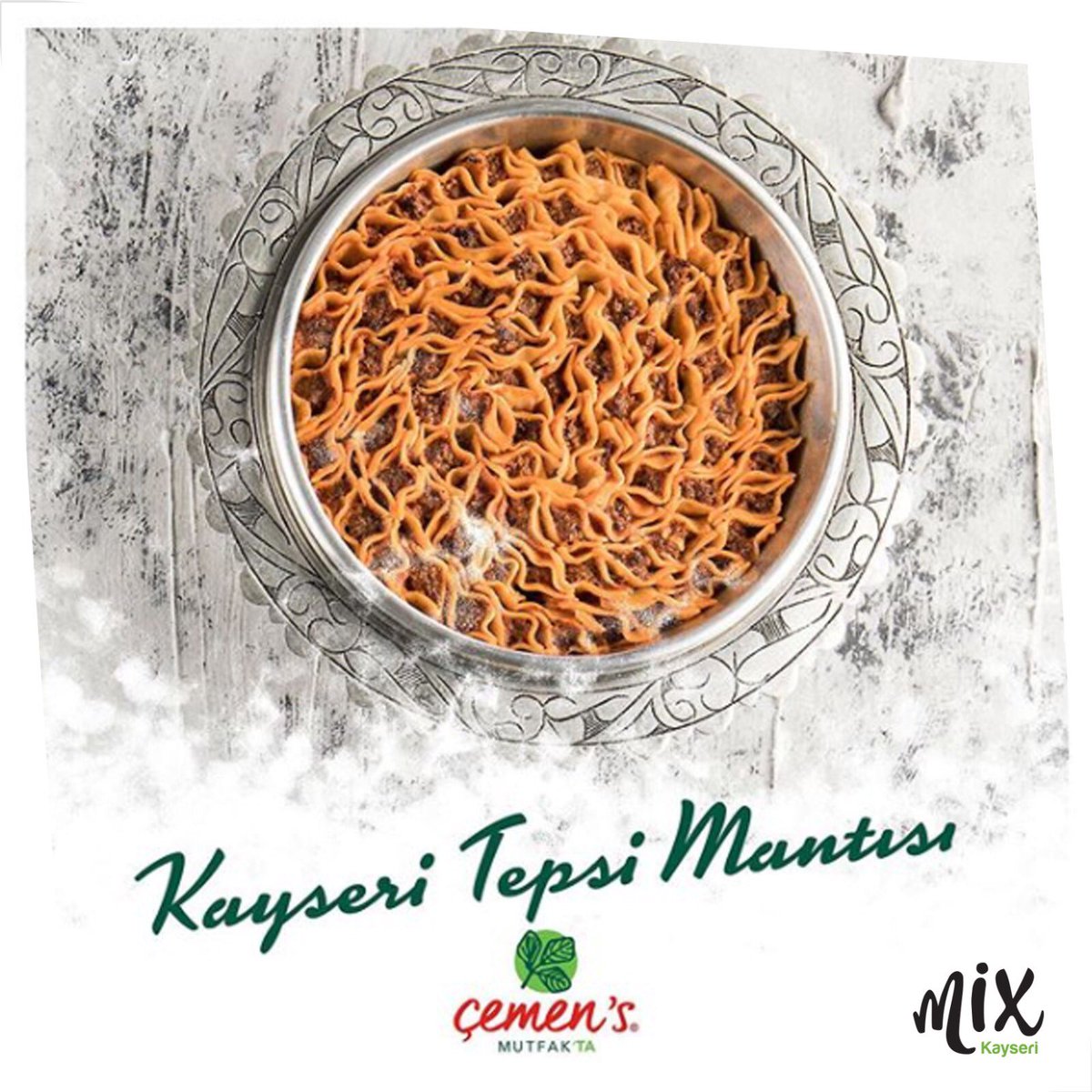 Mix’in lezzet duraklarından birisi olan ÇEMEN’S Mutfak’ta özenle hazırlanıp gönüllere taht kurmuş 🥰 olan Kayseri Tepsi Mantısı 😋 ve sizi evinizde hissettirecek lezzetler, Kayseri Mutfağının en önemli adresi Çemen’s Mutfakta 🤩  <a href="/cemens/">x men's</a>.gurme  #MixKayseri #YaşamMerkezi