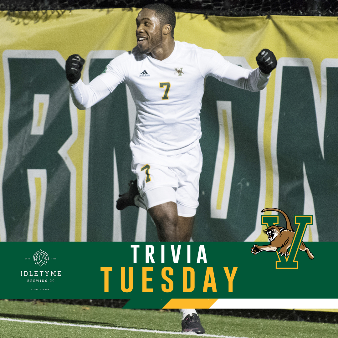 UVMathletics's tweet photo. TRIVIA TUESDAY: Q - In 2016 @uvmmsoccer’s @brianwright777 '17 set a program record for points in a single season. How many did he have?

A randomly selected person who guesses right will win a voucher for 2 tickets to any game next season! #ThisIsVermont https://t.co/bQBaBG1vES