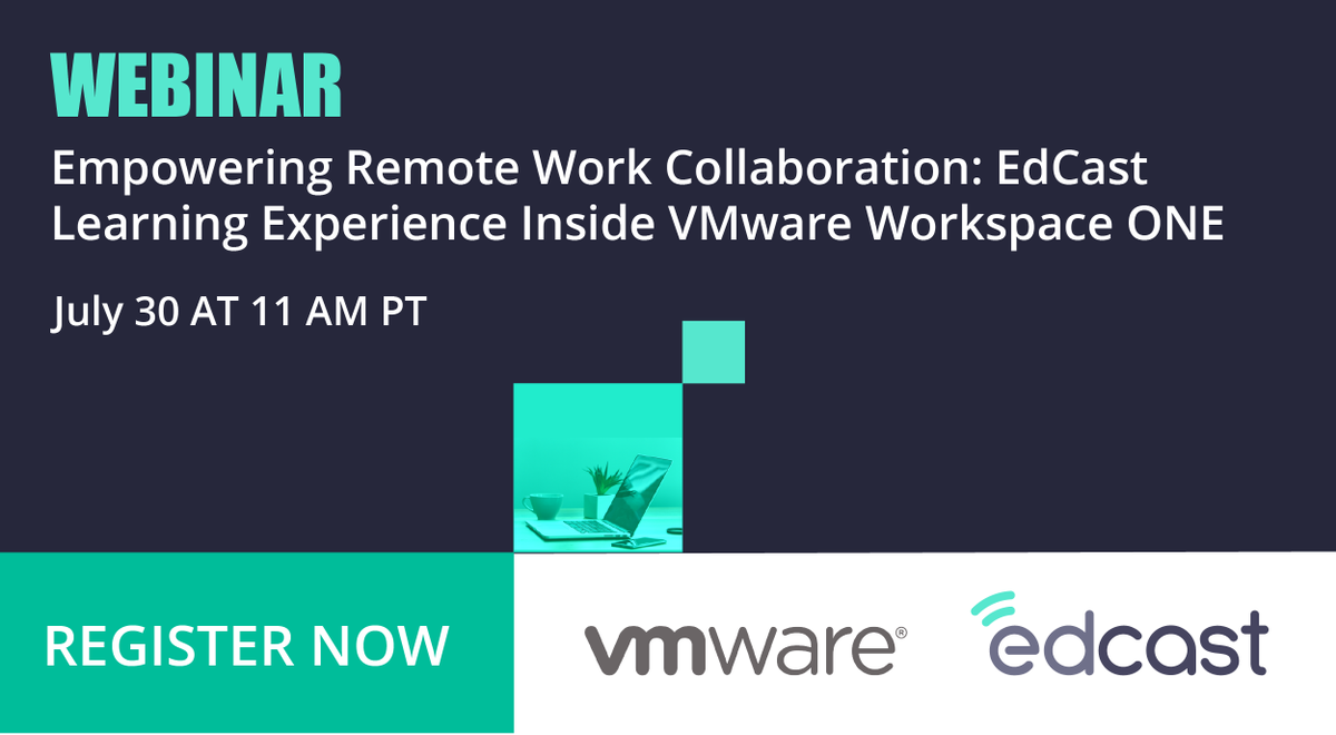 EdCast's tweet photo. Join EdCast and VMware for an interactive webinar on "Empowering Remote Work Collaboration" on July 30, 2020 at 11 am PT/2pm ET. Click here to learn more and register: https://t.co/QRF0BDnyIy
#remotework #futureofwork #employeeexperience #AI 
@plevinson @karlmehta @shweta_hr https://t.co/OajphRKaY2
