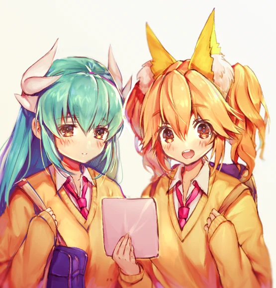 【Fate】JK清姫&amp;玉藻?
『先輩は何にしますか?』??
#Fate
#玉藻の前
#清姫 