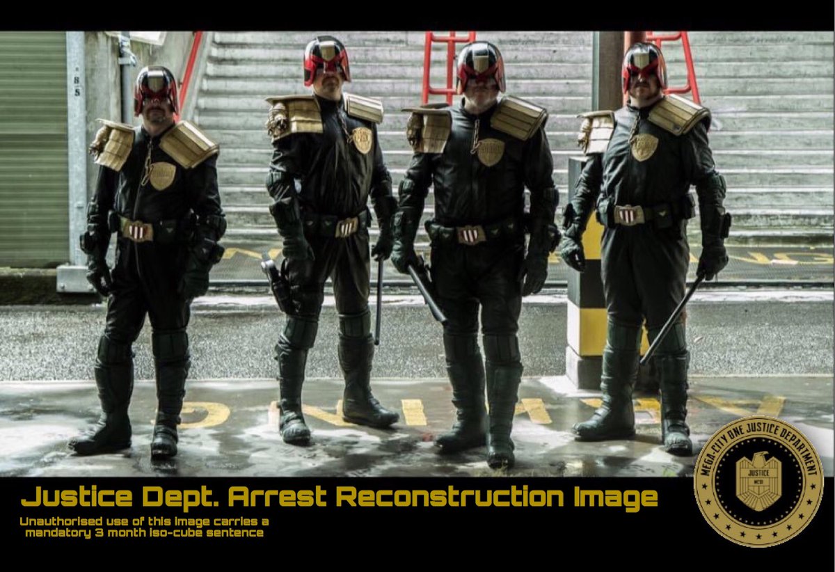 Judge_Pal's tweet photo. Citizen Dusty Rhodes reported a break-in at a Mopad repair shop. 

This is what the perps saw* when they attempted to exit with said vehicle.

Congrats Dusty - you win #JDA binocs and edu-vid “Mopads Most Wanted”.

*Justice Dept. arrest scene reconstruction https://t.co/AudPhoXePx