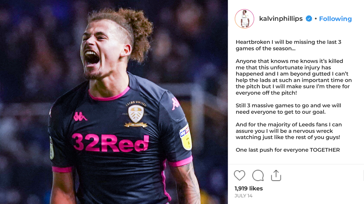 LUFC's tweet photo. 💬 "I am beyond gutted I can’t help the lads at such an important time on the pitch, but I will make sure I’m there for everyone off it!" https://t.co/AaI9oZO4VO
