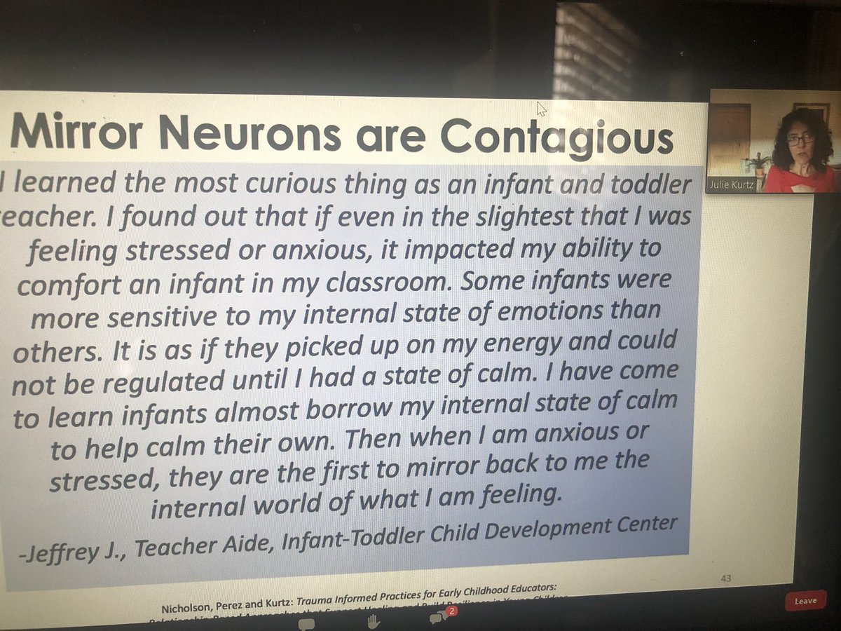 Teaching children to self-regulate so they don’t always go into fight, flight, or freeze begins with your own internal state. #mirrorneurons #R4EarlyChildhood