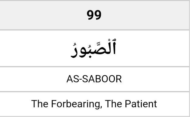 benim_window's tweet photo. 99 NAMES OF ALLAH

Sabur 
Çok sabırlı

As-Sabur 
The Patient One. He who is characterized by infinite patience.

#ALLAH #GOD #NAME #FAİTH #patient #characterized #infinite #patience https://t.co/ak9FkWnIZC