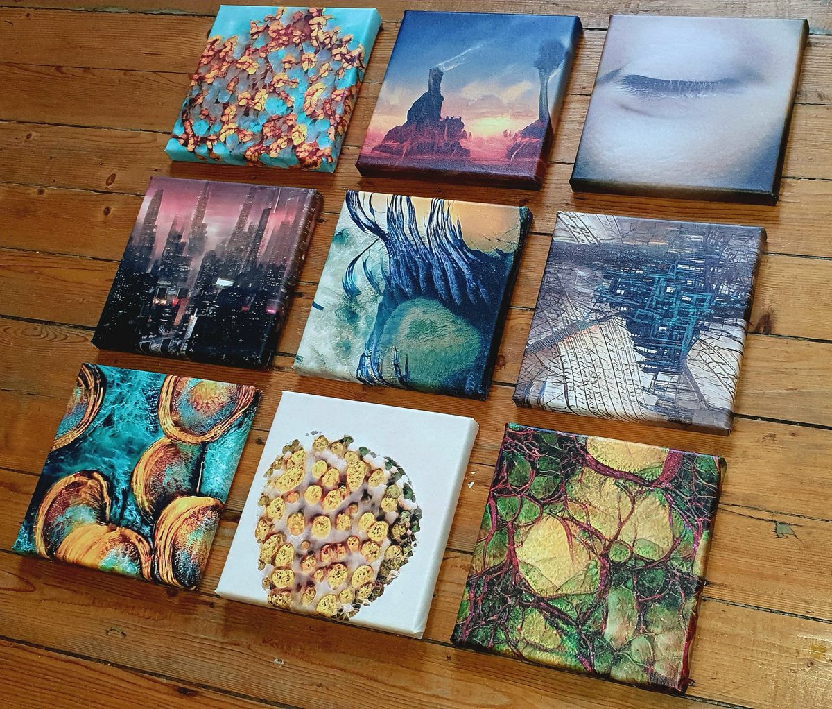 I had a few samples from my latest GAN project printed on canvas, love how they turned out 😋👏

See more at vimeo.com/neuralsynesthe…