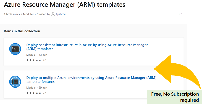 satya_vel's tweet photo. Want to learn ARM Templates but do not have an Azure Subscription? OR need to deliver an ARM workshop to a lot of users. Don't worry we got you covered. We published two new ARM Templates #MSLearn modules where we provide you a free subscription. Try it https://t.co/YuI2LmoDZU https://t.co/7GksynAtJJ