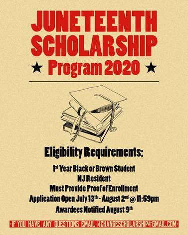 EOFRamapo's tweet photo. Juneteenth Scholarship Program 2020
The application will be open July 13th until August 2nd

*Apply Here: **https://t.co/jBWFb5rLNs https://t.co/rmIz5cZmAL