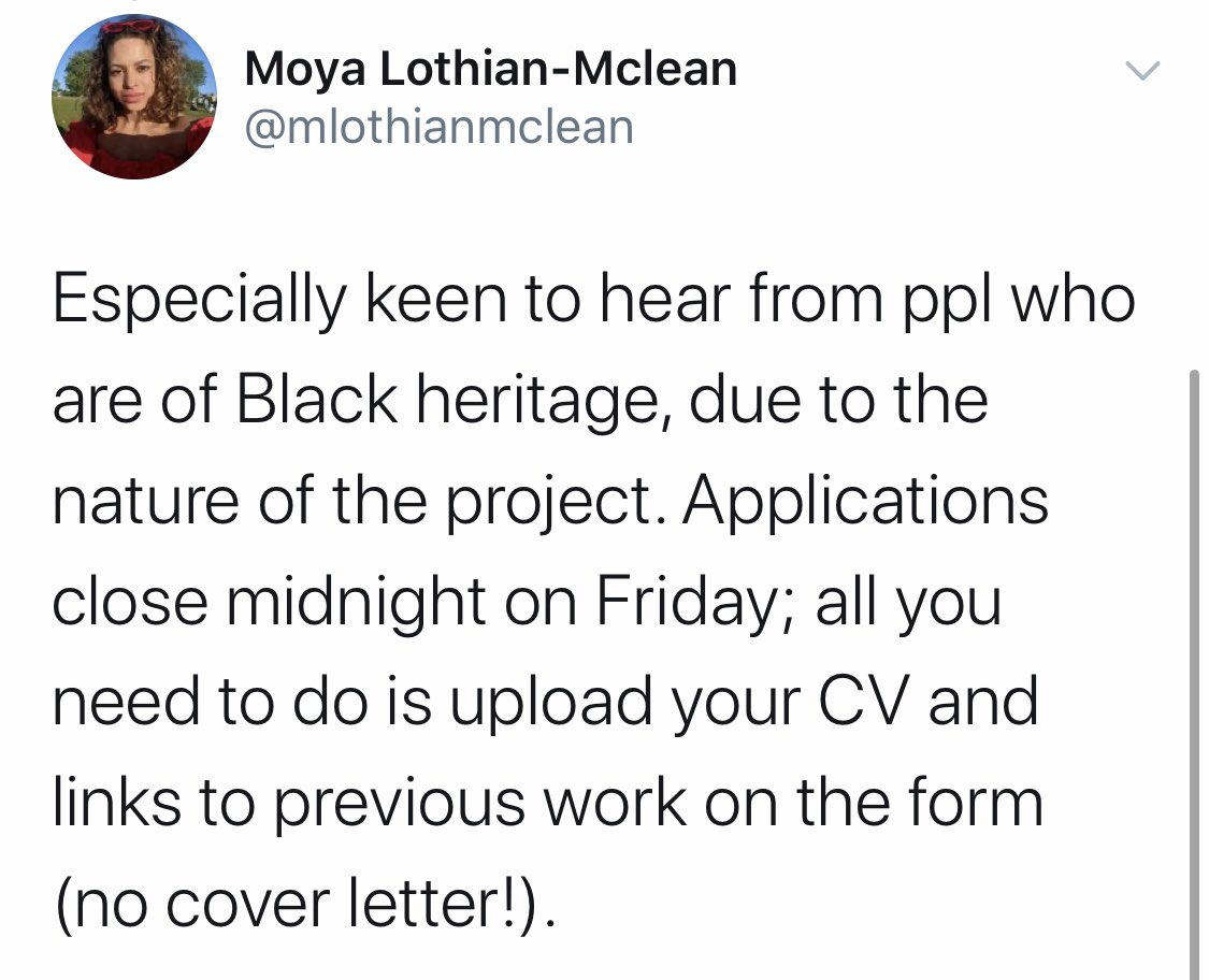 . @BroccoliContent is looking for a freelance research assistant to work on a podcast hosted by  @mlothianmclean. They’re encouraging people of Black heritage to apply. It’s a 12-week contract at £500 a week. Deadline: July 17. Application form:  https://forms.gle/2TVfbFGLvi7Q3Jy67