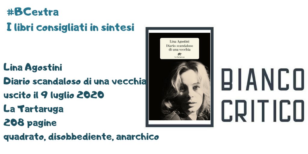 📚 Oggi vi consigliamo una lettura diversa sul tema della terza età e delle donne: il periodo in cui si rievoca tutto il vissuto e si fanno i conti con ciò, soprattutto, che NON si è diventati, senza pudore.

💜 Diario scandaloso di una vecchia di #LinaAgostini

<a href="/BaldiniCastoldi/">Baldini+Castoldi</a>