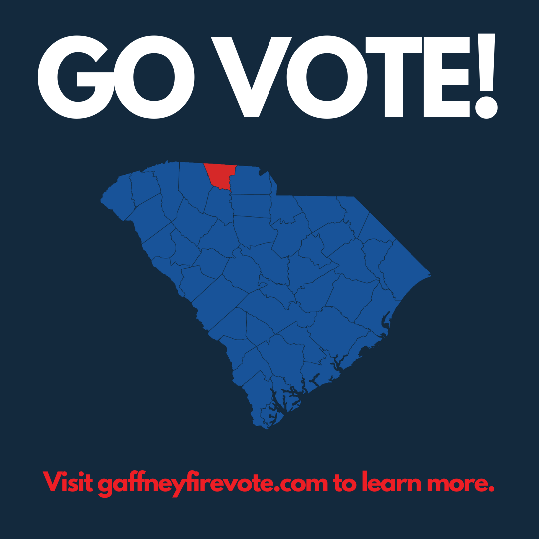 CherokeeCounty7's tweet photo. Citizens within the Gaffney Fire Protection Area - make your voice heard! 

Today is the day the vote is taking place for the Gaffney Fire Protection Area Referendum. Educate yourself on the referendum by visiting https://t.co/7yZPoHVJmq

Polls will be open from 7 a.m. to 7 p.m. https://t.co/hQmuoAGg7B
