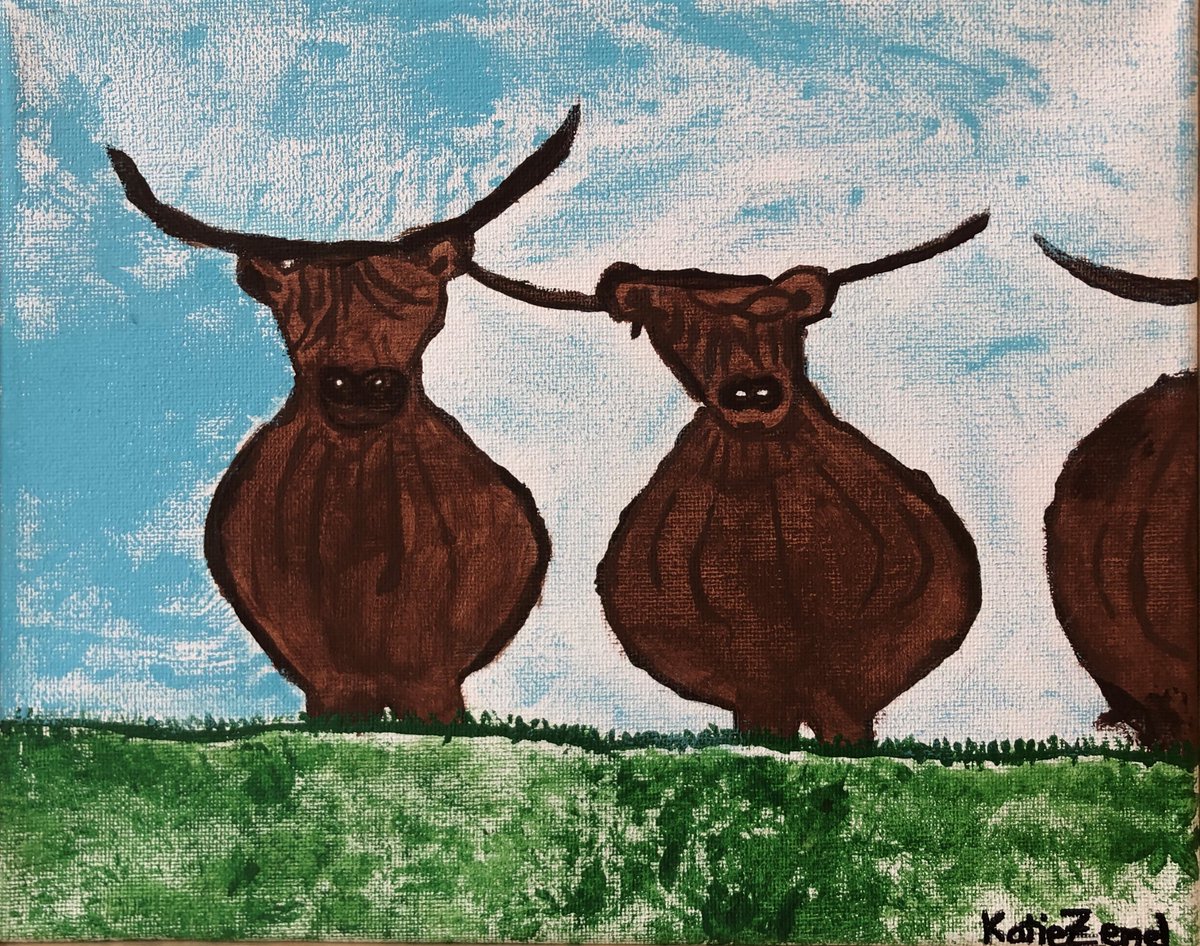ArtsJoCo's tweet image. Katie Zemel
JCDS Emerging Artists 
Highland Cows, 8" x 10", 2019
Acrylic on canvas (sold)
#JoCoLocalArts #LocalArt #SupportTheArts #ShopLocal #ArtsJoCo #ACJC #VirtualGallery #JohnsonCountyArt