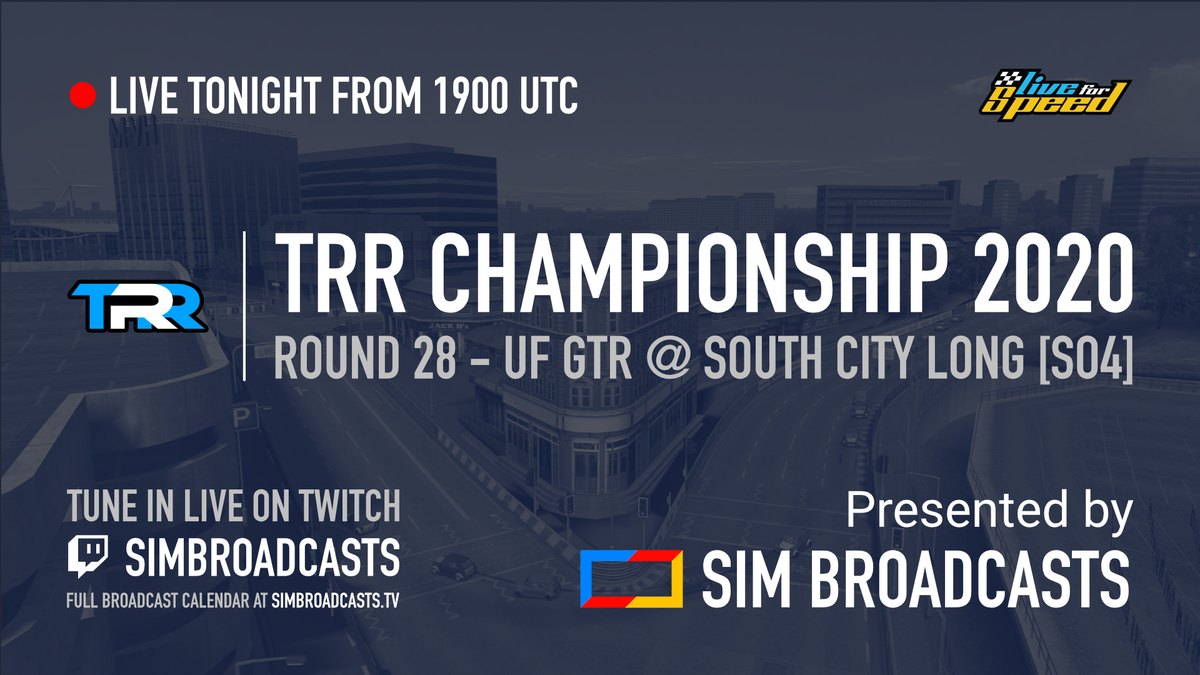 simbroadcasts's tweet photo. 🔴 LIVE Today from 19:00 UTC: @LFSracing TRR Championship 2020 Round 28 - UFR @ South City Long. Tune in at: https://t.co/YbrSUYVY80

#simracing #livestream #sbtv #lfs https://t.co/cLaGqZlYZ4