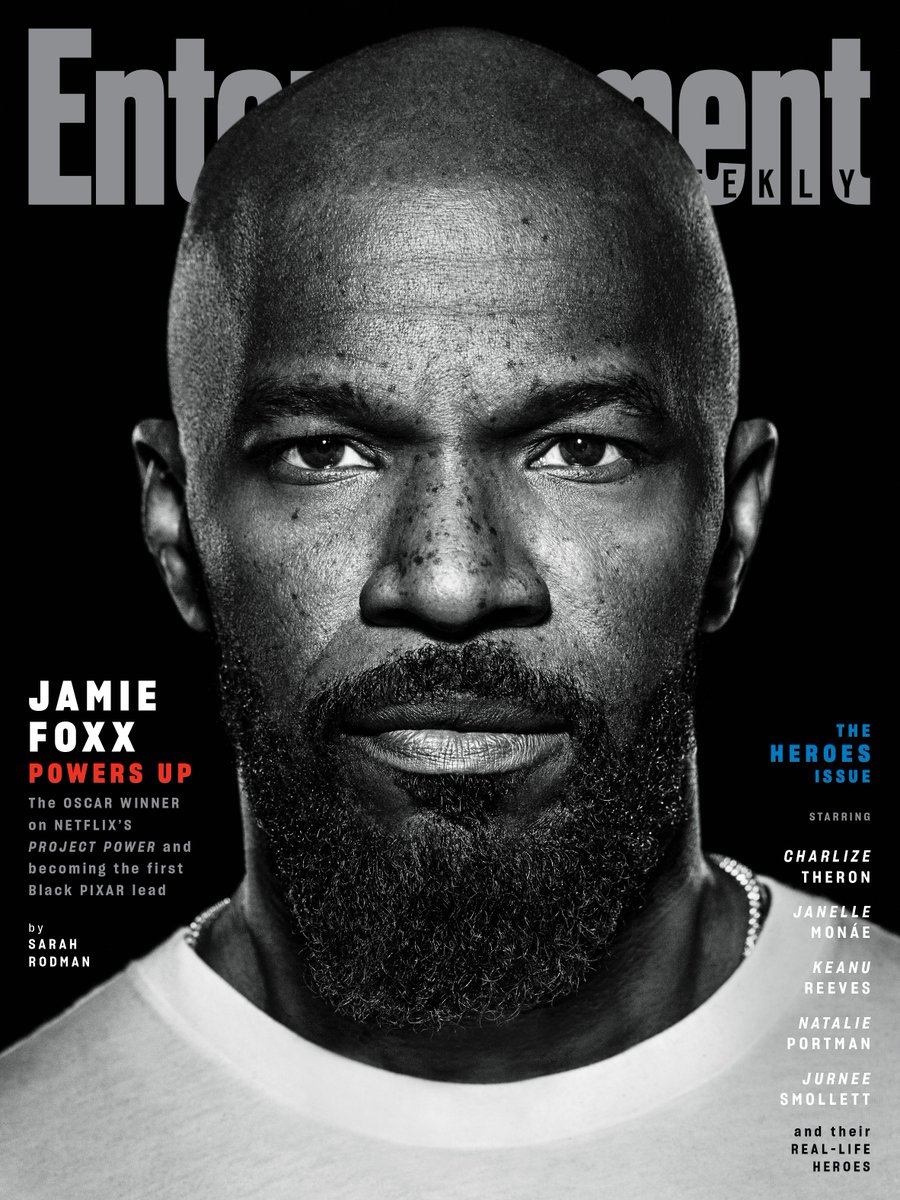 EW's tweet photo. Oscar-winner. Comic. Musician. @iamjamiefoxx has repeatedly proven he’s a power player, and he’s ready to leave his mark on 2020. First up, displaying a fine-tuned balance of gravitas and mischief in @Netflix’s #ProjectPower. https://t.co/dalxpnbD6W Story by @SarahARodman https://t.co/jEsBTMHmWS