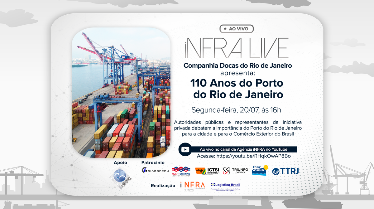 agencia_infra's tweet photo. 🖥iNFRALive: Os 110 anos do Porto do Rio de Janeiro são tema de encontro organizado pela Agência iNFRA em parceria com a Logística Brasil. Anote na agenda: será no próximo dia 20, às 16h.
#iNFRALive #CDRJ #PortodoRiodeJaneiro https://t.co/0RdULj5lwk