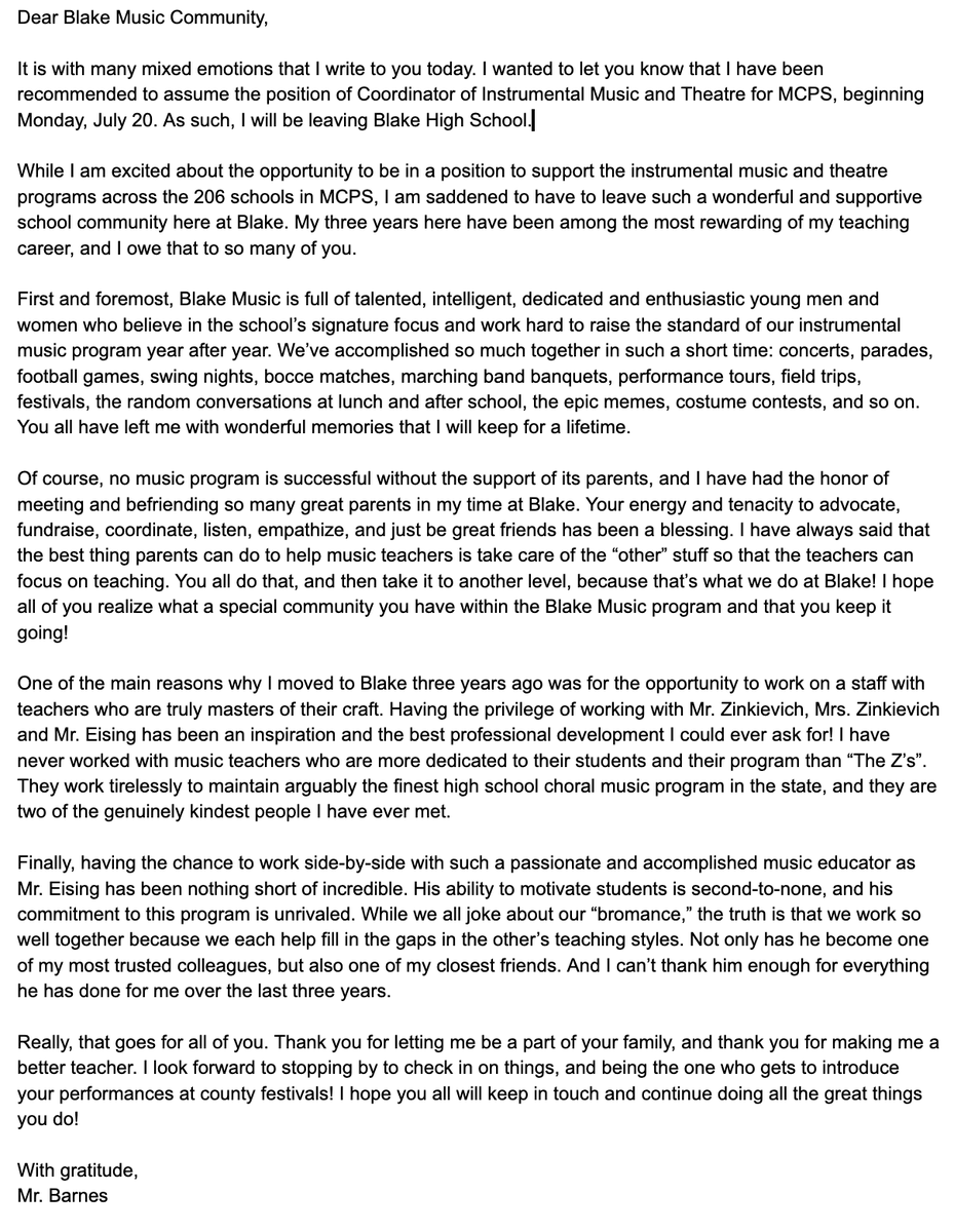 A message from Mr. Barnes