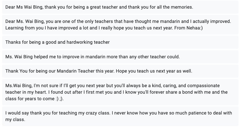 Thank you Year 8 Shazrai for playing a wonderful song on his guitar and all of your kind messages. This was a pleasant and touching way to end the year. You all hold a special place in my heart ❤️ Love you all!#his_learning <a href="/HISPriMandarin/">HISPriMandarin</a> <a href="/HISSecMandarin/">HISMandarin</a>