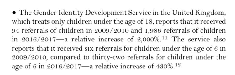 This is the cited source for the 2000% increase stat. There’s no way reason posted for this claim, and it’s worth noting that these are simply referrals to the Gender Identity Decelopment Service. Not treatment or prescriptions of any kind.