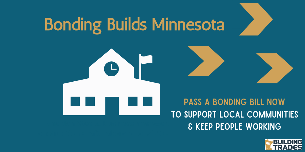 MNBldgTrades's tweet photo. A stong bonding plan will keep peple working and fund critical infrastructure that our local communities and the state need.  #mnleg, pass a bonding bill for Minnesota workers and communities! #MNBondingBill2020 #mnrecovery #mntrades https://t.co/yhZeK53pu6