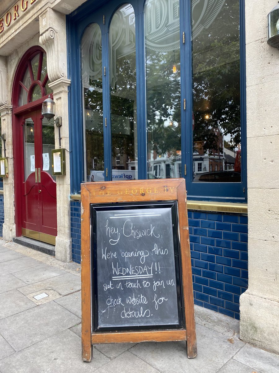 chiswickdog's tweet photo. Happy news everyone! My fav pub is opening tomorrow!🍻 @GeorgeIVW4 #chiswick #chiswickpubs #georgeIV #chiswicknews https://t.co/2U9kEHXawM