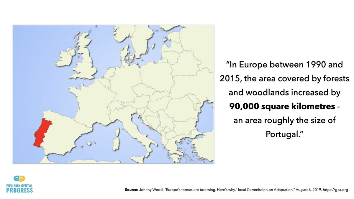 European nations that condemned Brazil for deforestation themselves deforested Europe for 1,000 years, from 900 - 1900Then, from 1900 to today, thanks to industrialized agriculture, much of Europe has reforested Developing nations will follow the same pattern — if we let them