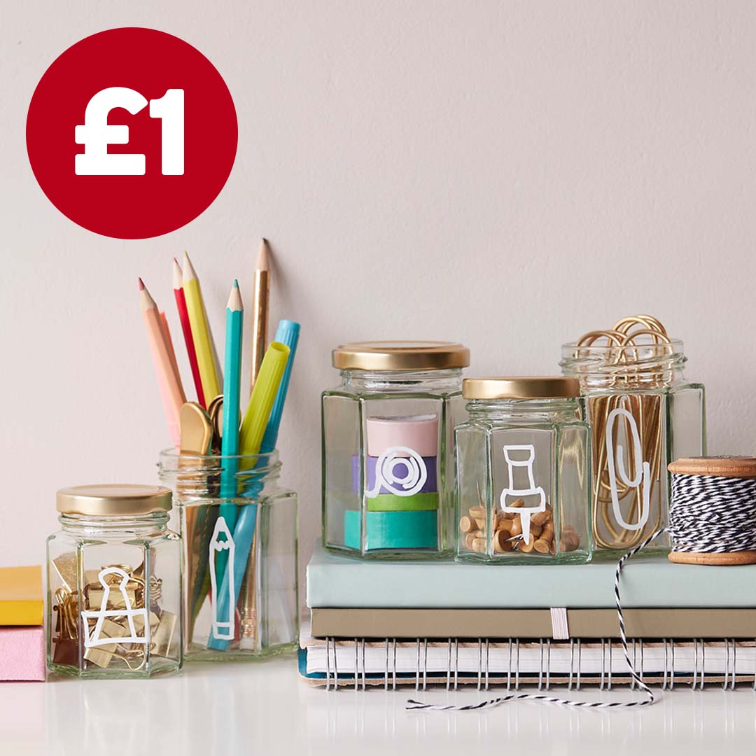 Hobbycraft's tweet photo. Stock up on our bestselling glass jars while they're just £1!
Perfect for storing everything from stationery to craft essentials and even jams, what would you use yours for? Let us know!
Shop now: https://t.co/5HAxe16i64
#CraftEssentials #Jars #Hobbycraft https://t.co/VadVgSUwVr