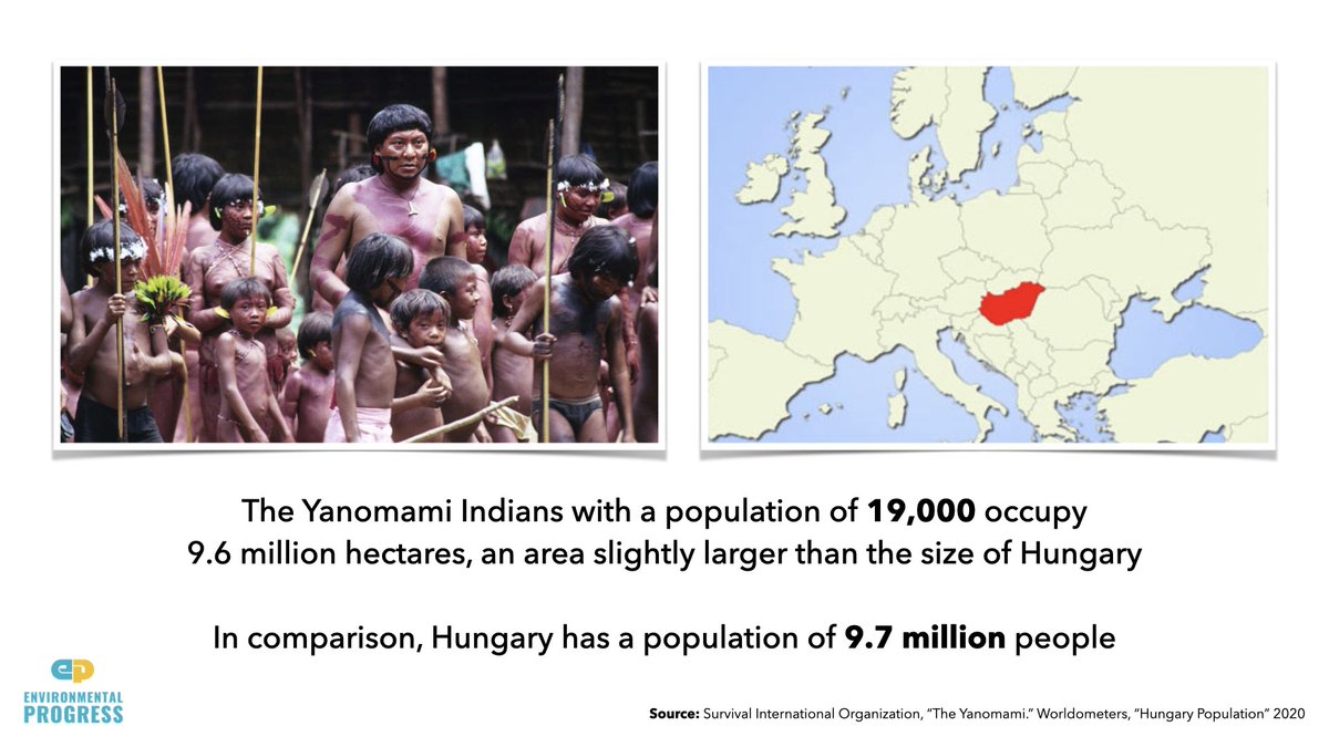 But isn't Brazil persecuting indigenous people?Many people are persecuted & oppressed in Amazon — I know, I lived there — but indigenous have also been given huge reservesA tribe of 19,000 Yanomami Indians control an area larger than the nation of Hungary (pop.: 10,000,000)