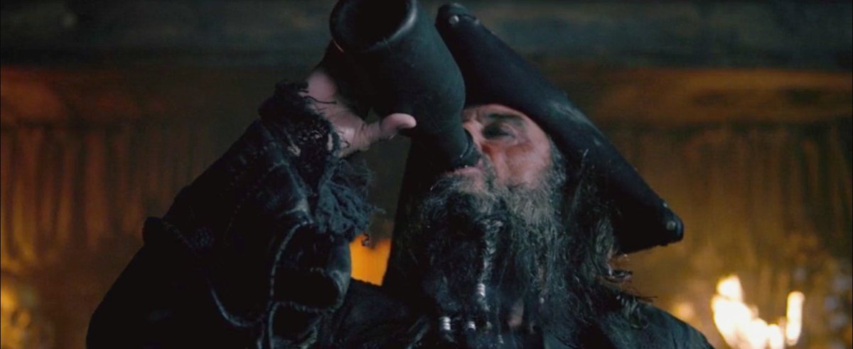 villain takes a drink and dramatically shatters the bottleCurse of the Black Pearl // On Stranger Tides