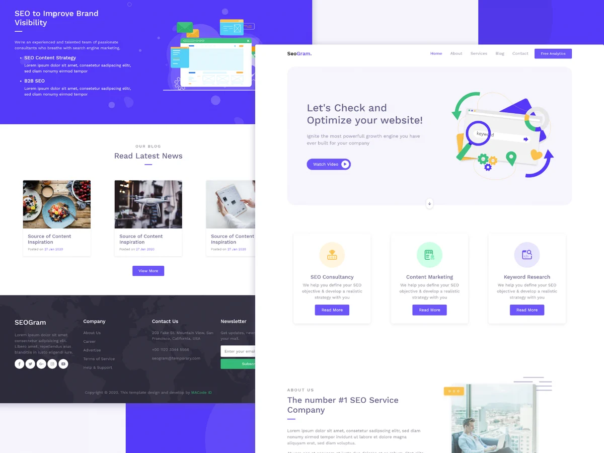 Free SEO Agency templates - Bootstrap 4 themes. Download now for free on Gumroad.