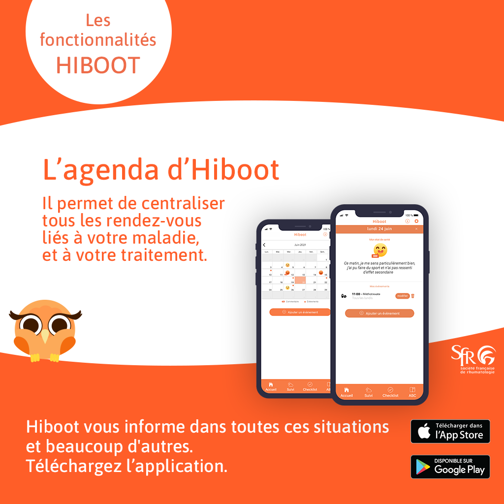 AppliHiboot's tweet photo. Centralisez vos rendez-vous liés à votre maladie et à la prise de votre #traitement avec l'agenda d'Hiboot
👉 Téléchargez l'#appli Hiboot
Androïd: https://t.co/frPrRTFhMW
Apple: https://t.co/ODQR3igt52
#spondy #rhumatismes #polyarthrite https://t.co/axgHxq21VJ