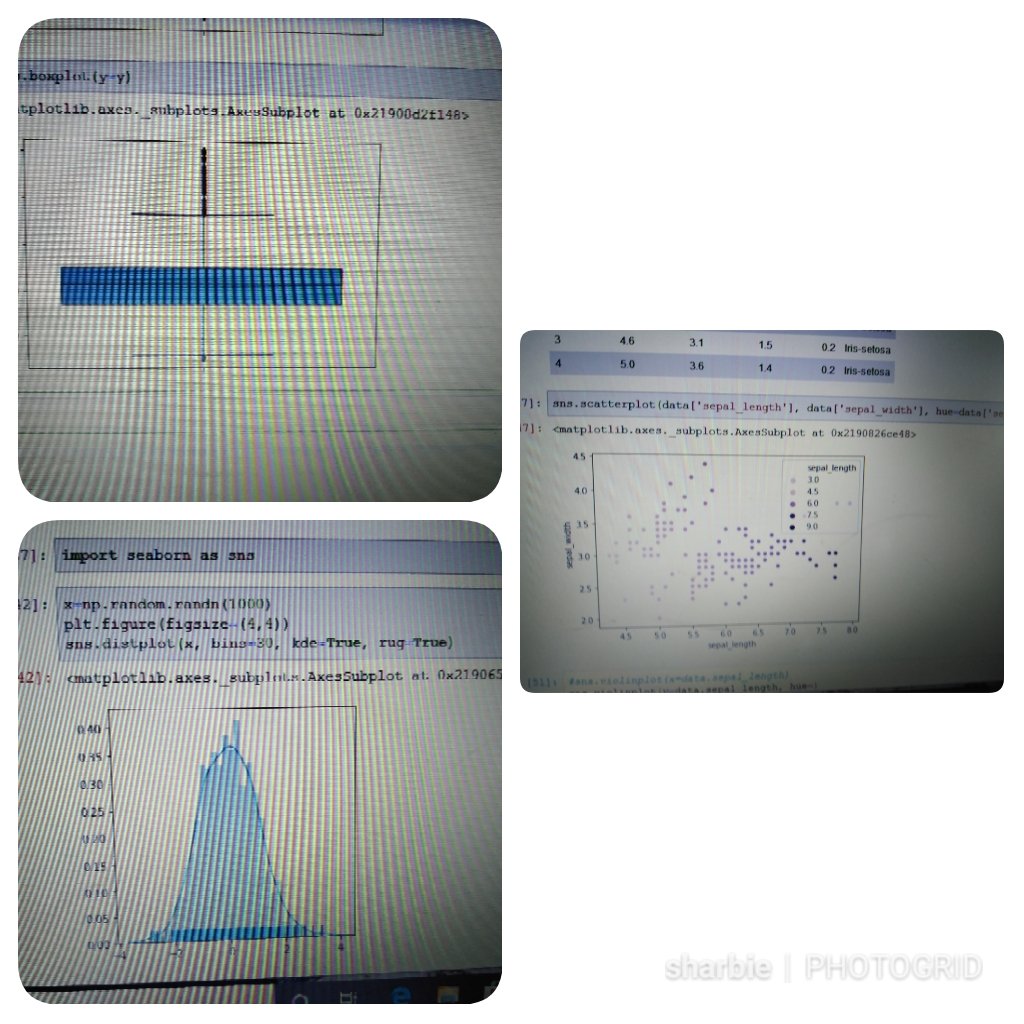 AsabiSalami's tweet image. Today was on generating random numbers and visualizing it using some libraries like matplotlib, seaborn. It was exciting, to be honest. @kush_kunal thanks for explaining outliers too. #Day4 of #ML #codeforcause #GirlsWhoCode #30daysofML