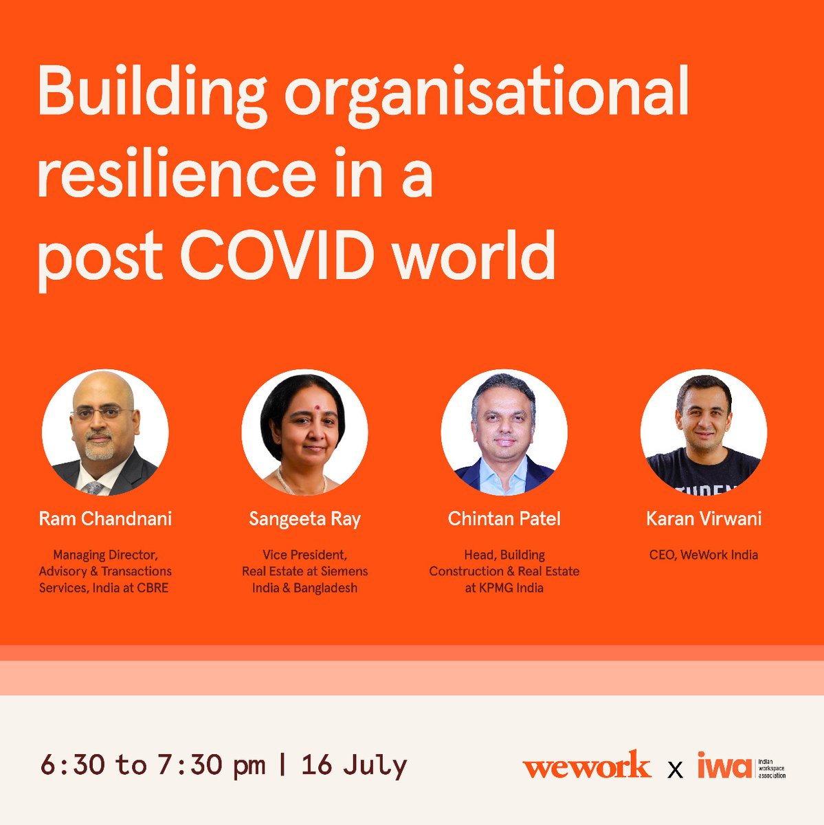With the entire globe stricken with fear of uncertainty, how do organizations with years of hard work show resilience?
Join the Building Organisational Resilience (part 1 of IWA series) led by WeWork, initiating on behalf of IWA.

Register here- wework.zoom.com/webinar/regist…