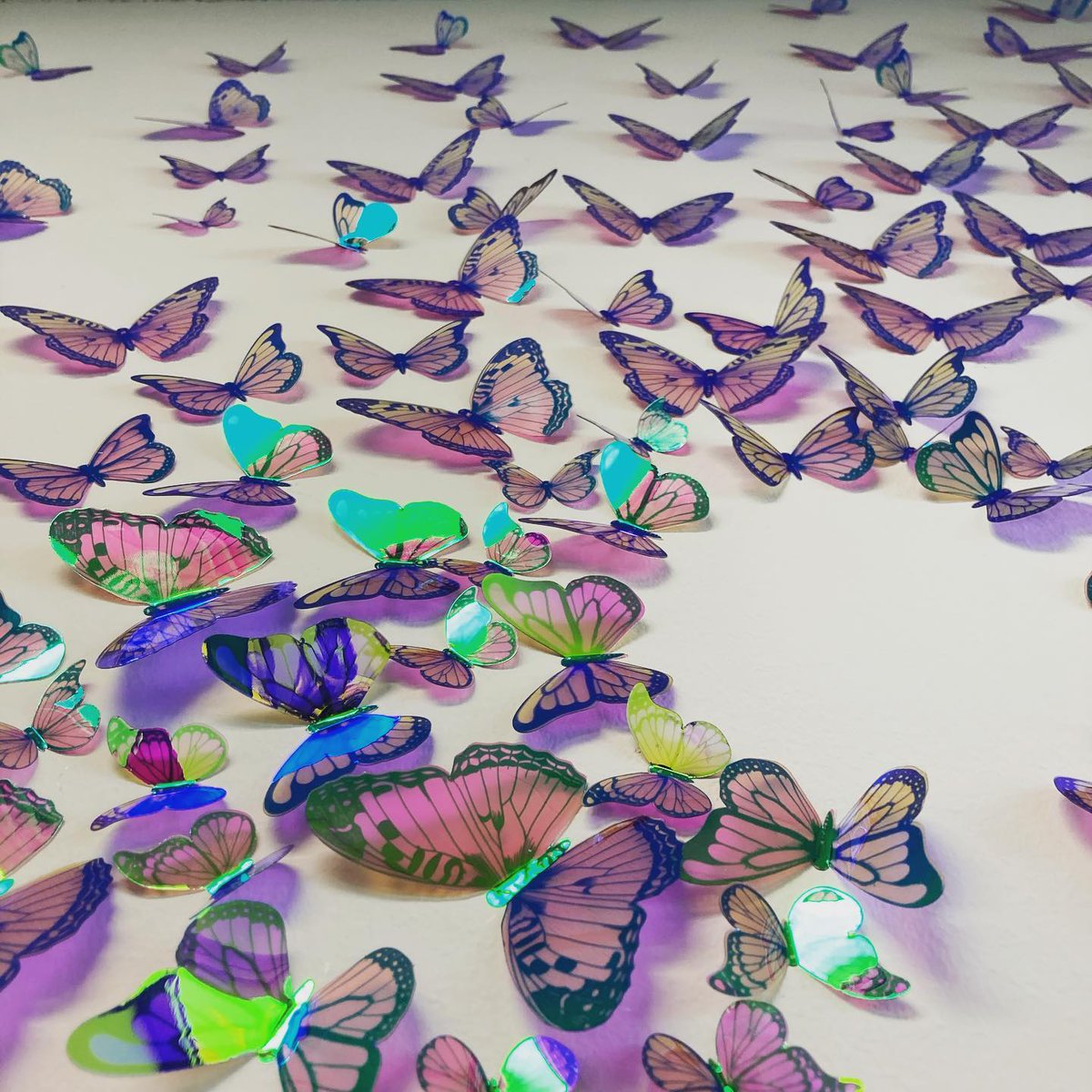 We’ve been working on a new art installation for our home office. Stay tuned for progress photos as we transform the walls with these beautiful dichroic butterflies 🦋🦋🦋