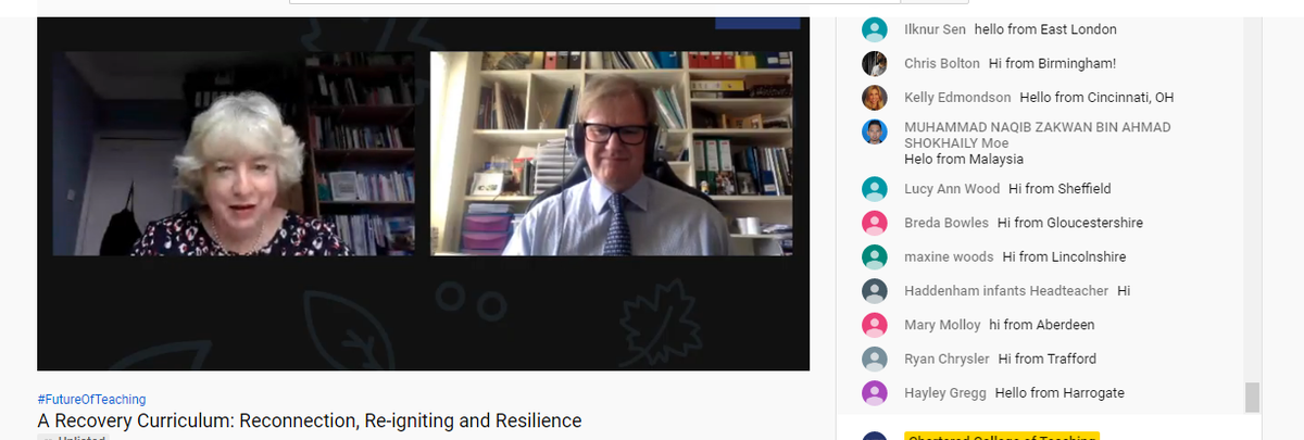 CharteredColl's tweet photo. And we're live!

'A Recovery Curriculum: Reconnection, Re-igniting and Resilience' webinar with Professor Barry Carpenter FCCT! https://t.co/jcBYjqvpoh