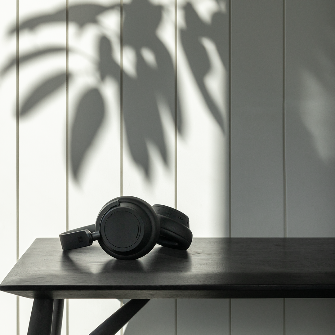 New Headphones 2 in Matte Black laying on a table. 