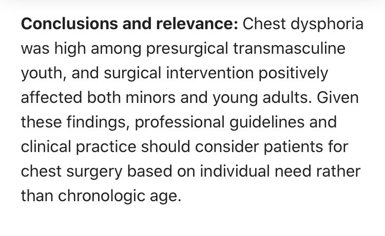 The stat about boys at 17 having genital surgery is cited from an article about chest dysphoria and chest reconstruction in adolescent boys & young men. It concludes that surgical intervention via chest reconstruction “positively affected both minors and young adults”