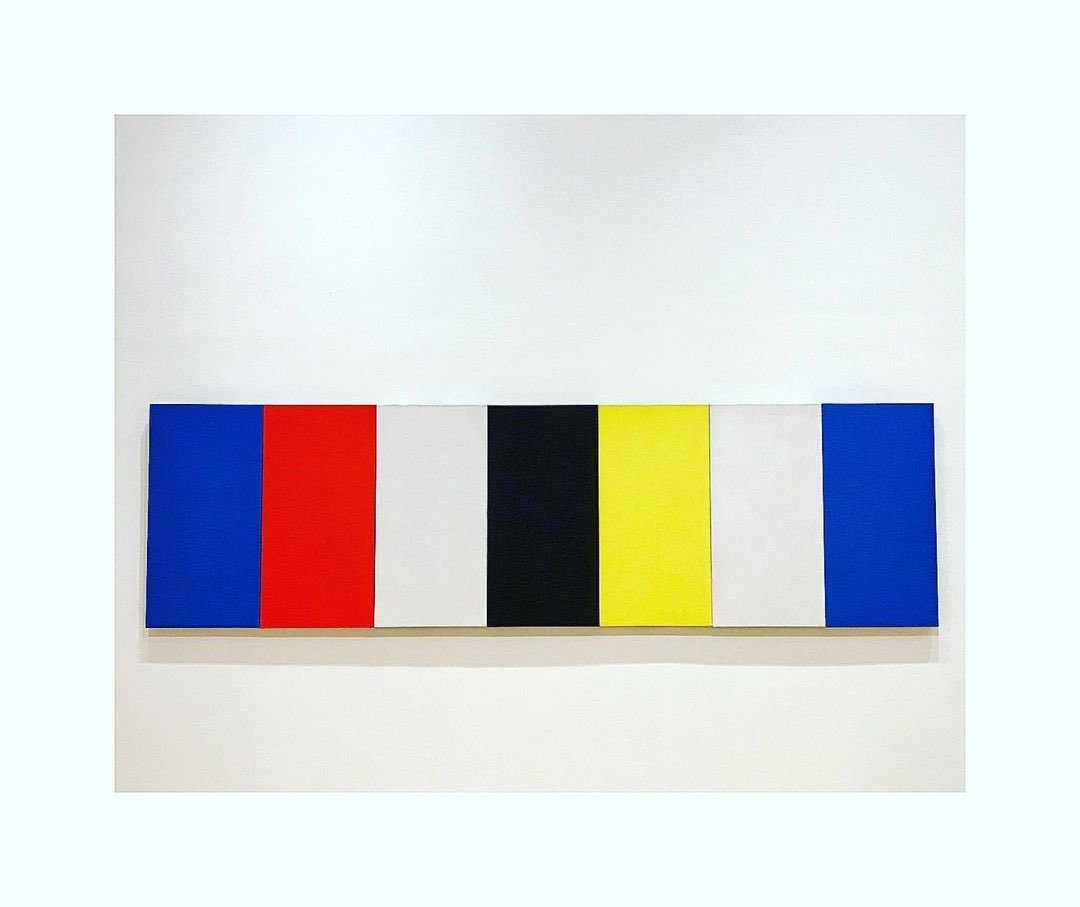 red yellow blue white and black by ellsworth kelly, 1953 (seven joined panels, oil on canvas)
