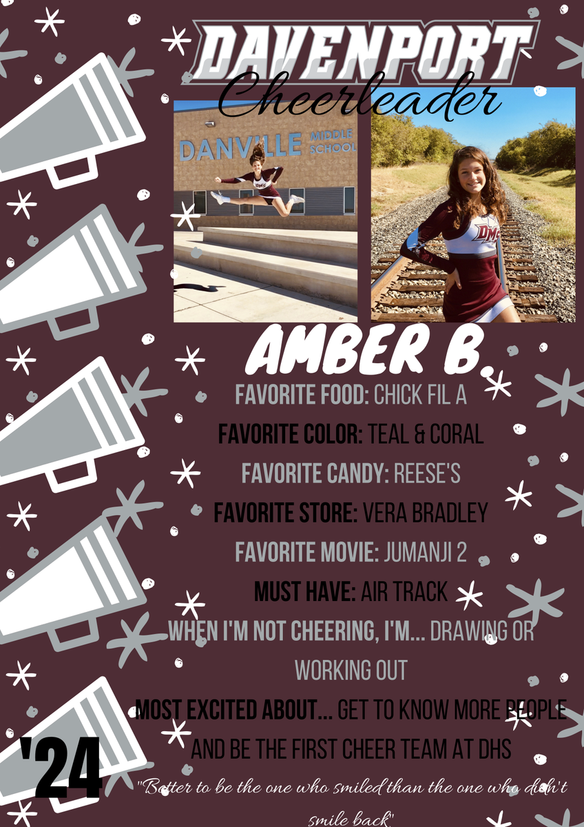 dhs_wolvescheer's tweet photo. Today is the day to meet YOUR very first Davenport High School Cheerleaders! Introducing our FRESHMAN Cheerleaders, Miss Amber B! #dhscheer #classof2024 #davenportwolves #buildthepack @Davenport_HS @DavenportWolves @BuildThePack https://t.co/lu0fYfAWFm