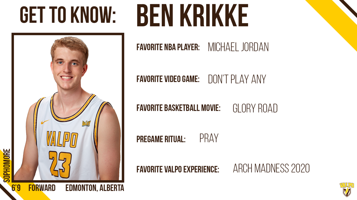 ValpoBasketball's tweet photo. Today we have back to back Canadians 🇨🇦 as we get to know Ben Krikke! 🏀🏀 #OneTeamOneBoat #GoValpo https://t.co/r50Rk694U5
