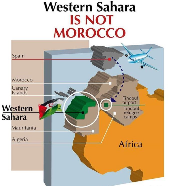 BenaceurMehdi's tweet photo. Morocco continued to take #WesternSaharan territory, including all the major cities and natural resources.
The #UN considers the Polisario Front to be the legitimate representative of the Sahrawi people, and maintains that the #Sahrawis have a right to self-determination. https://t.co/PRMrfmfjbL