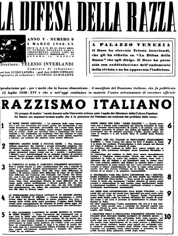 #14luglio 1938

Sul il #GiornaledItalia viene pubblicato il #Manifestodellarazza fra i firmatari anche #GiorgioAlmirante
Il percorso che porterà alle #leggirazziali allo sterminio degli #ebrei e non #solo

La nostra #vergogna

Per non #dimenticare

#AntiFascistaSempre