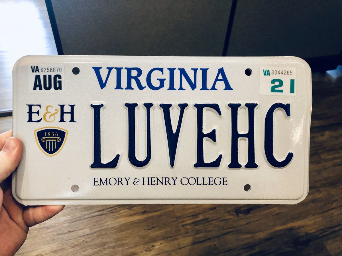 emoryhenry1836's tweet photo. ๐๐We wanted to #sharethelove with this really special Emory & Henry license plate that Asst. Dean of Students and Director of Housing & Residence Life, Josh von Castle just received to put on his vehicle to show the #EHlove. #youcan #bekind Available at: https://t.co/e4zxAsvBNN https://t.co/R7Wcrm58xn