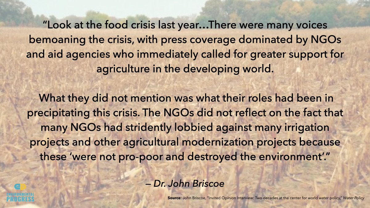 And many green NGOs, European governments, and UN agencies including  @UNDP  @UNEP oppose modern agriculture and promote the continuation of inefficient farming in poor nations