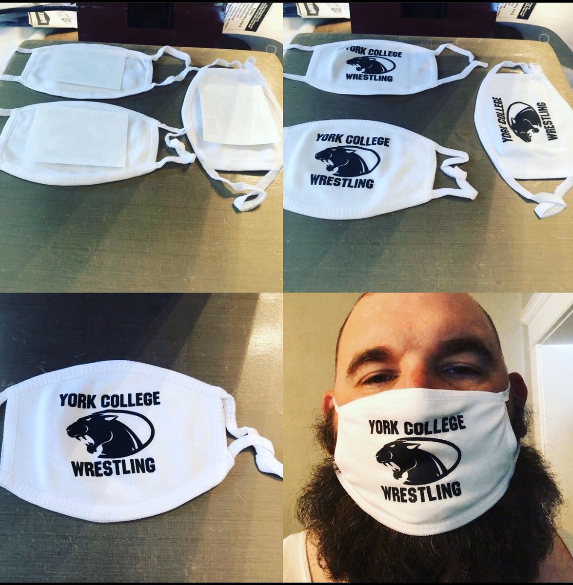JeffAlbers4's tweet photo. I made some masks for the York College Women’s Wrestling Team. https://t.co/u5BeXaLt0X