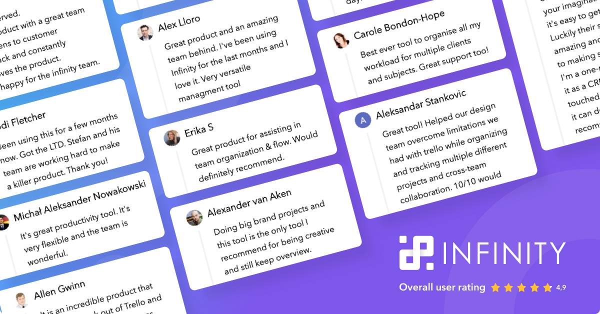 StartInfinity's tweet image. Our new Reviews page is up! 🤩 Check out what our community says about us and why we say they are the reason we keep striving to get better. 🚀

startinfinity.com/reviews

#projectmanagementsoftware 
#pmtool