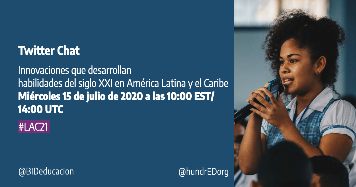 Mercedes Mateo (@mercedesma3) on Twitter photo 📢MAÑANA #15Julio en el Día Internacional de las Habilidades de la Juventud participa en el #TwitterChat con <a href="/HundrEDorg/">HundrED.org</a> y @BIDeducacion sobre innovaciones que desarrollan #habilidades21 en #LAC.
🗣️únete a la conversación con 👉#LAC21
⏰10 AM (Washington, DC) 📢MAÑANA #15Julio en el Día Internacional de las Habilidades de la Juventud participa en el #TwitterChat con <a href="/HundrEDorg/">HundrED.org</a> y @BIDeducacion sobre innovaciones que desarrollan #habilidades21 en #LAC.
🗣️únete a la conversación con 👉#LAC21
⏰10 AM (Washington, DC)