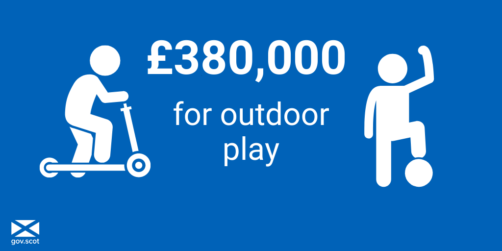 ScotGovEdu's tweet photo. 🥏🥅🤸‍♂️🚵‍♀️🤹‍♂️🪁⛹️‍♀️

All children have a right to play.

Charities can now apply to @InspiringSland for funding for 

- outdoor play activities
- equipment
- clothing

to get children and young people back to playing outside, meeting friends and having fun!

👉https://t.co/x95LwZUPeh https://t.co/ccLZKThLFc