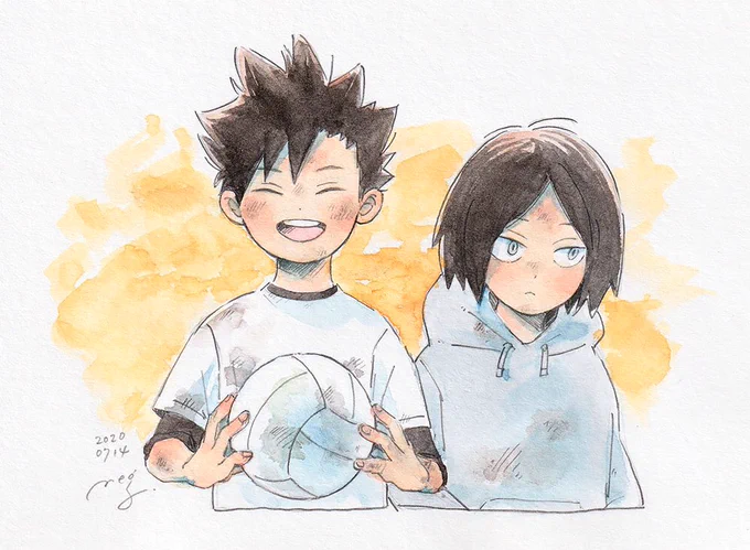 37巻の表紙と、研磨と黒尾コンビというリクエストをいただいていたので、2枚描きました!
単行本派だけどこの2人の昔話の回は本誌買って読みました…良い関係性? 
