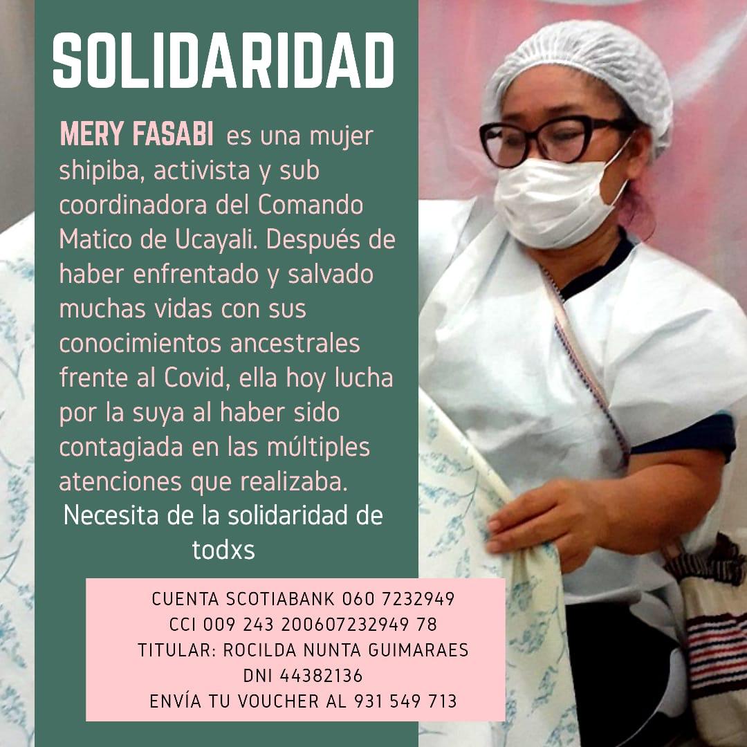 parocolectiva's tweet photo. 🚨#URGENTE Ante la ausencia del gobierno, enfrentándose al #Covid_19, Mery Fasabi ha salvado muchas vidas junto al #ComandoMatico y hoy lucha por la suya después de haber sido contagiada en las múltiples atenciones que realizaba. Hoy Mery necesita la ayuda de todxs! https://t.co/EDwjzHrpzU